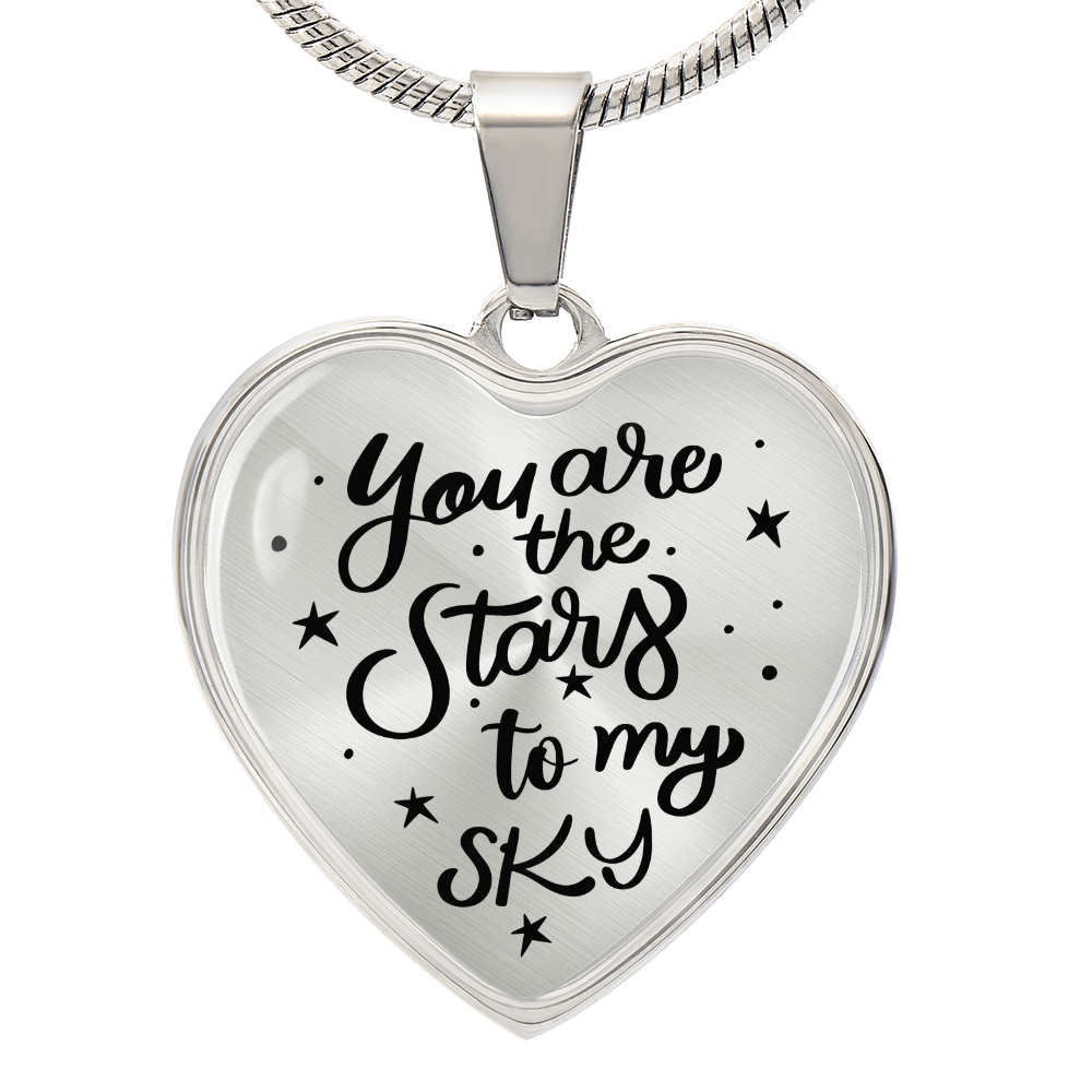 Silver Women Heart Necklace - You Are the Stars to My Sky Snake Chain